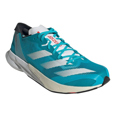 Adidas Men's Adizero Adios 8 Men's Shoes - BlackToe Running#colour_lucid-cyan-cloud-white-bright-red