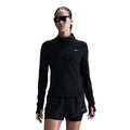 Nike Women's Dri-FIT Swift UV 1/4-Zip Running Top - BlackToe Running#colour_black