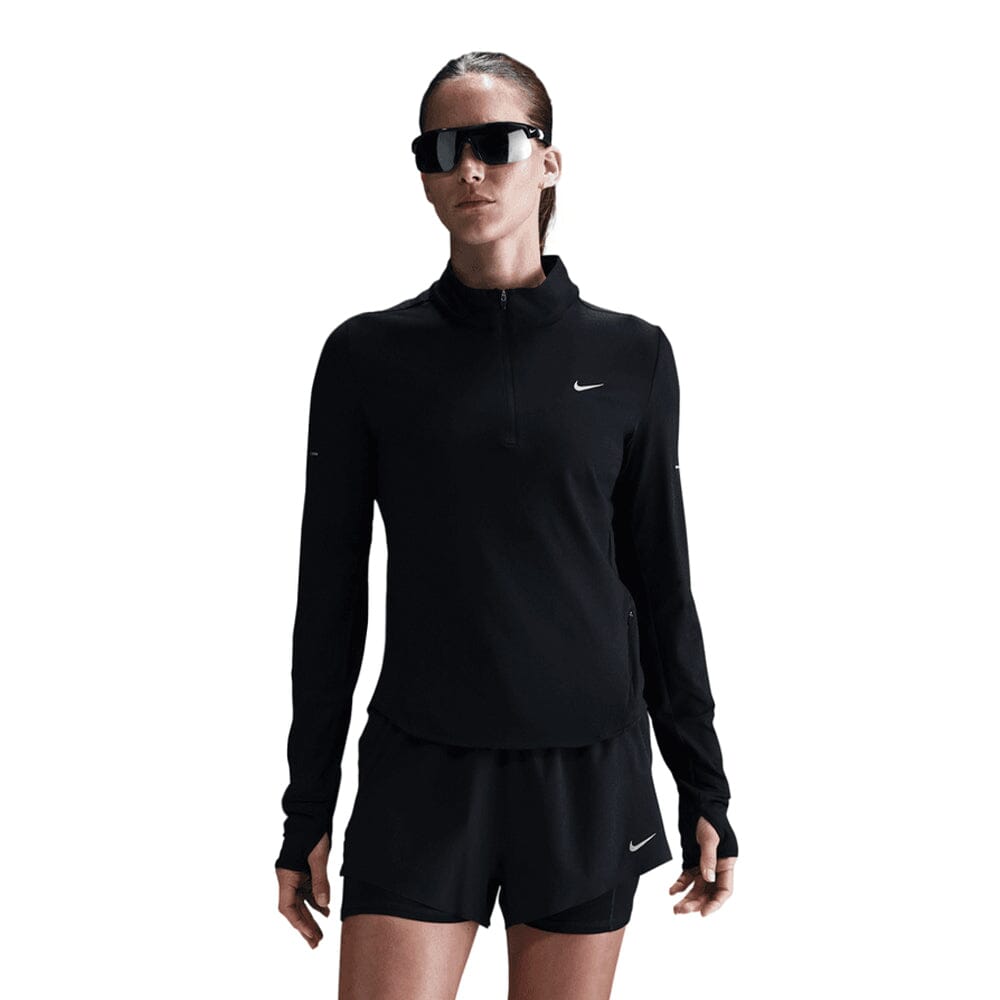 Nike Women's Dri-FIT Swift UV 1/4-Zip Running Top - BlackToe Running#colour_black