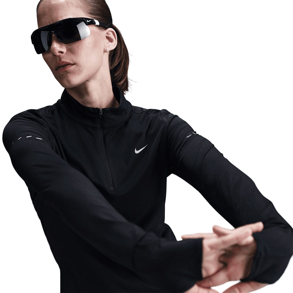 Nike Women's Dri-FIT Swift UV 1/4-Zip Running Top - BlackToe Running#colour_black