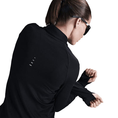 Nike Women's Dri-FIT Swift UV 1/4-Zip Running Top - BlackToe Running#colour_black