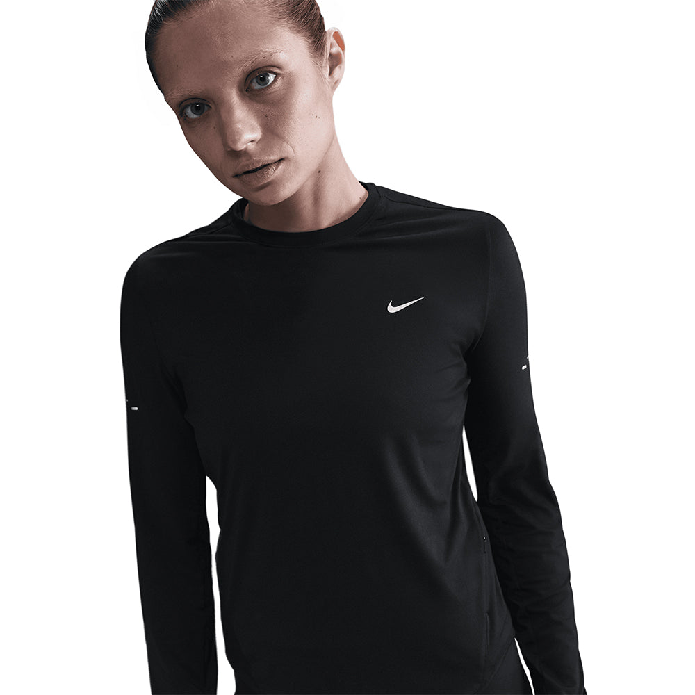 Nike Women's Dri-FIT Swift UV Long-Sleeve Crew-Neck Running Top - BlackToe Running#colour_black