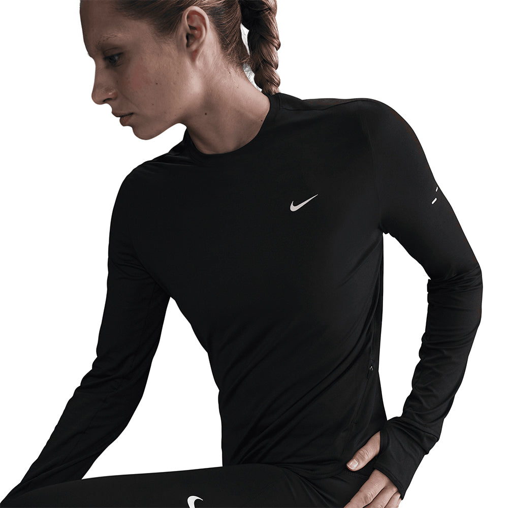 Nike Women's Dri-FIT Swift UV Long-Sleeve Crew-Neck Running Top - BlackToe Running#colour_black