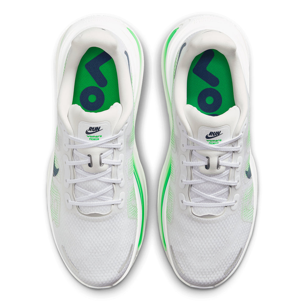 Nike Men's Vomero Premium - BlackToe Running#colour_white-midnight-navy-green-spark