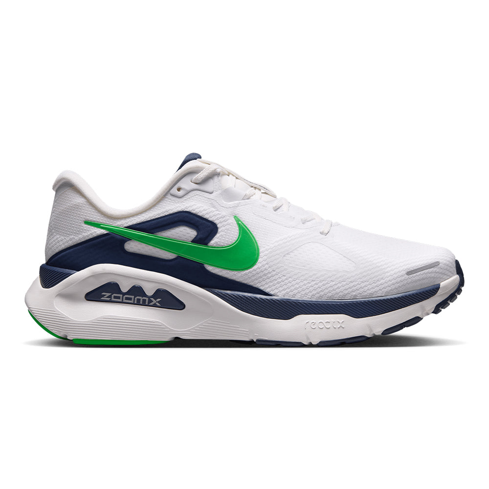 Nike Men's Structure Plus - BlackToe Running#colour_white-green-spark-midnight-navy