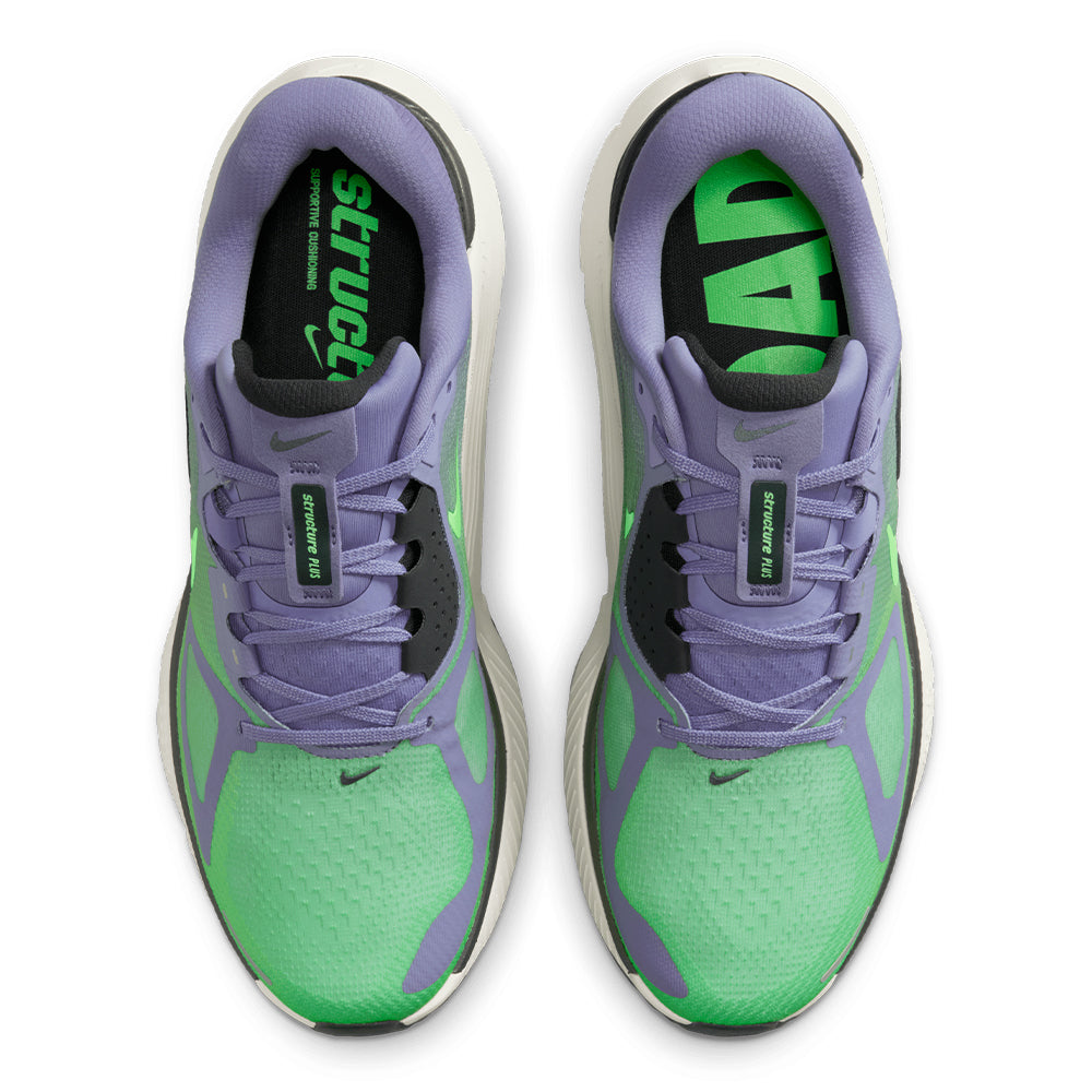 Nike Men's Structure Plus - BlackToe Running#colour_iron-purple-voltage-green