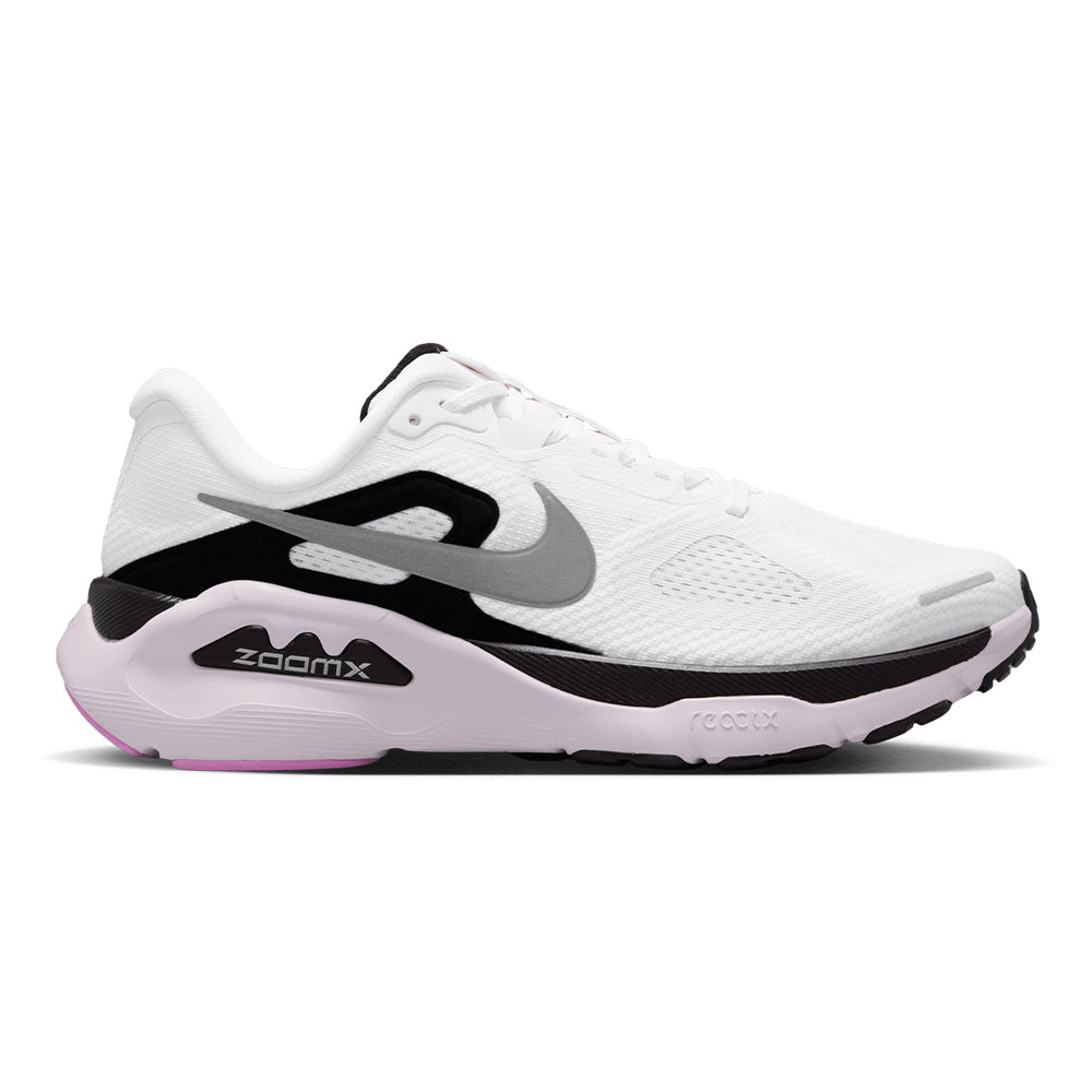 Nike Women's Structure Plus - BlackToe Running#colour_white-metallic-silver