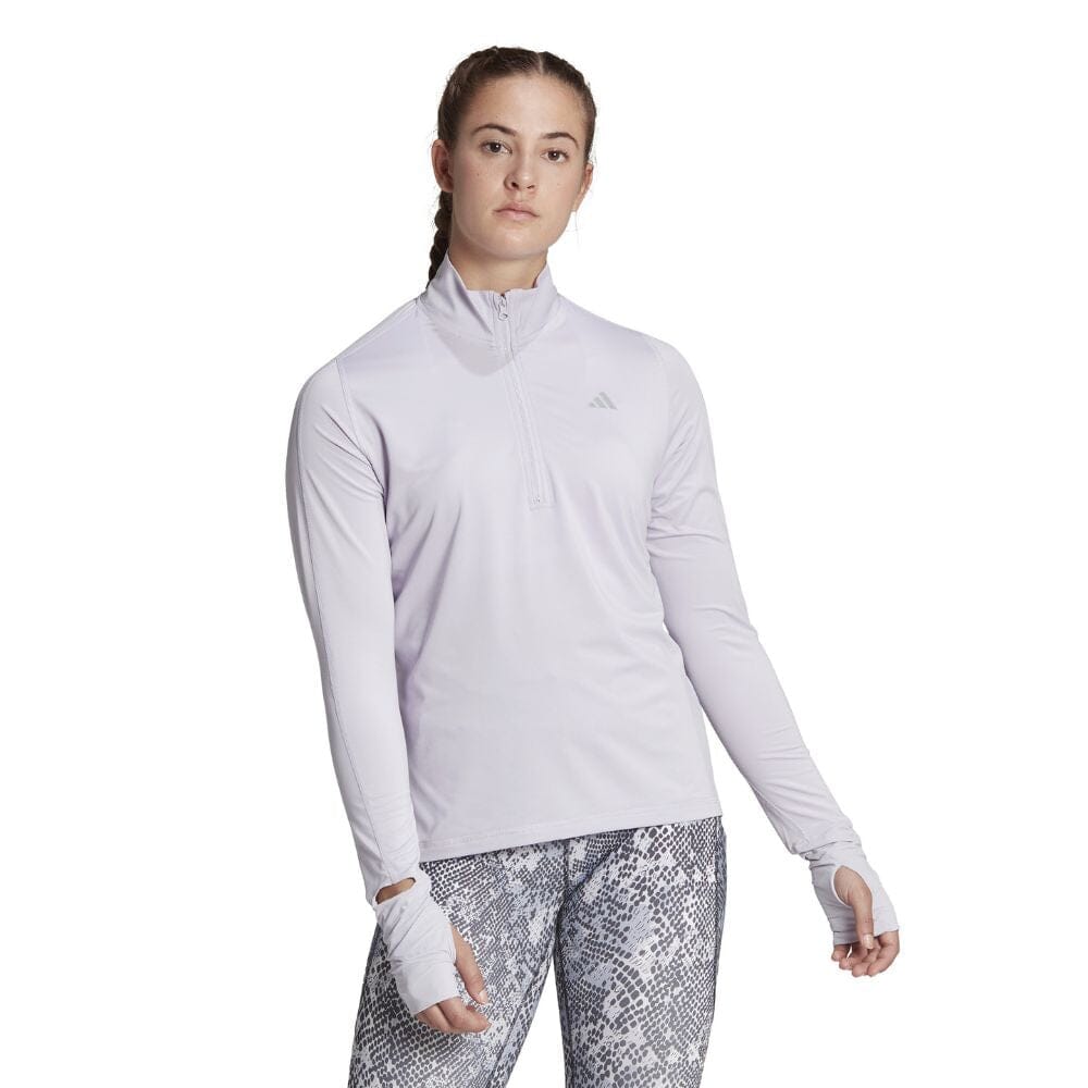 Adidas Women's Fast Running Half-Zip Long Sleeve Top Women's Tops - BlackToe Running