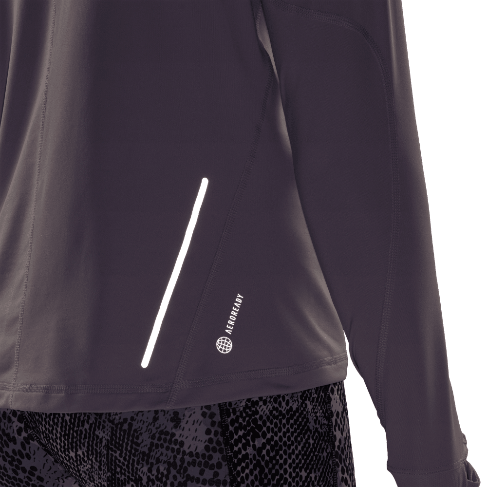 Adidas Women's Fast Running Half-Zip Long Sleeve Top Women's Tops - BlackToe Running#colour_silver-dawn