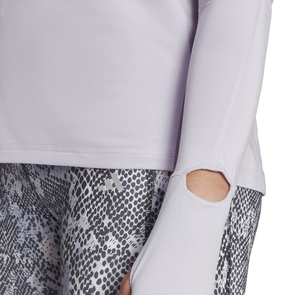 Adidas Women's Fast Running Half-Zip Long Sleeve Top Women's Tops - BlackToe Running#colour_silver-dawn