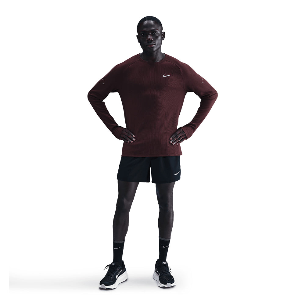 Nike Men's Stride Dri-FIT Running Waffle Crew - BlackToe Running#colour_burgundy-crush