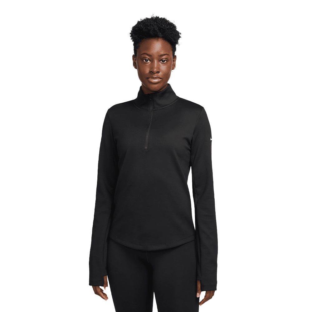 Nike Women's One Therma-FIT 1/2-Zip Mid Layer - BlackToe Running#colour_black