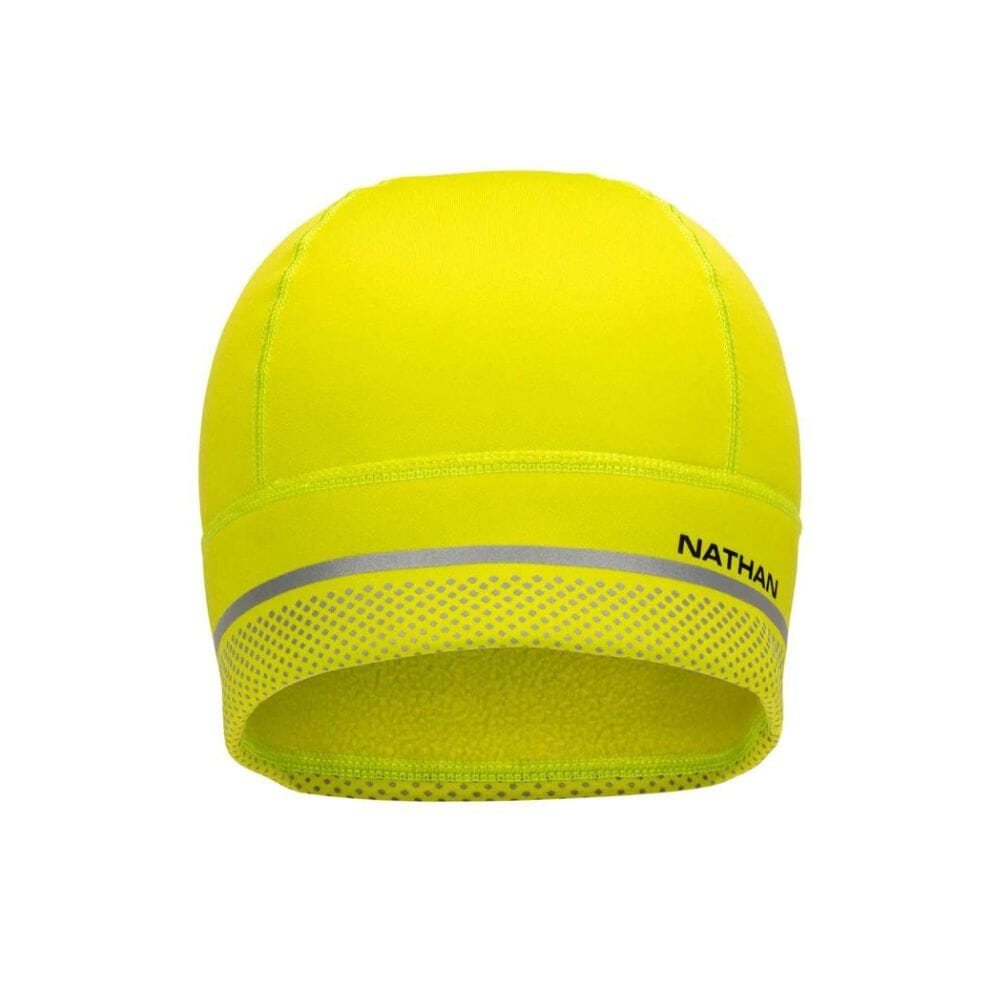 Nathan Hypernight Reflective Beanie - BlackToe running#colour_yellow