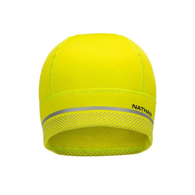 Nathan Hypernight Reflective Beanie - BlackToe running#colour_yellow