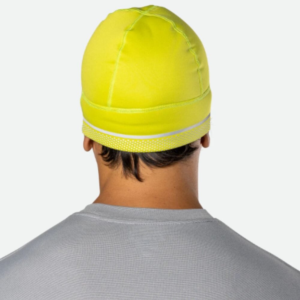 Nathan Hypernight Reflective Beanie - BlackToe running#colour_yellow