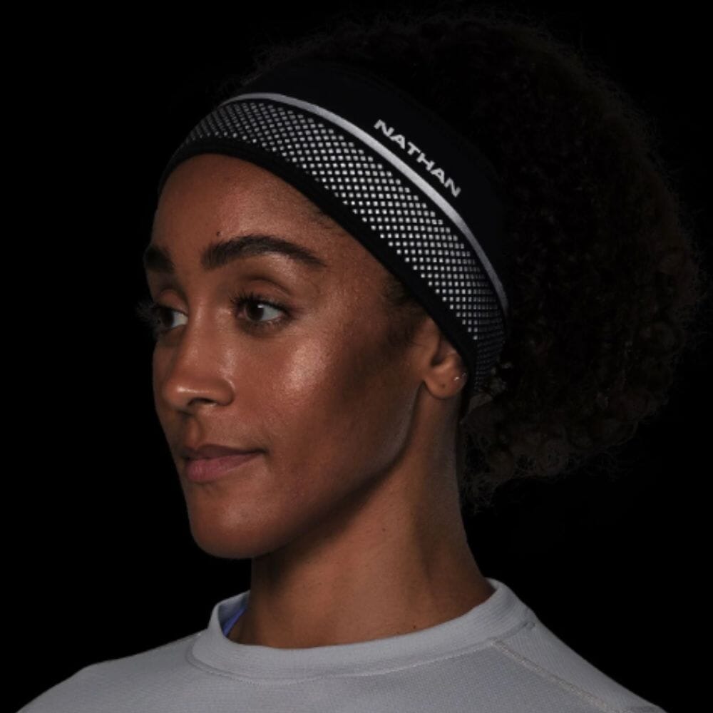 Nathan Hypernight Reflective Headband - BlackToe running#colour_black