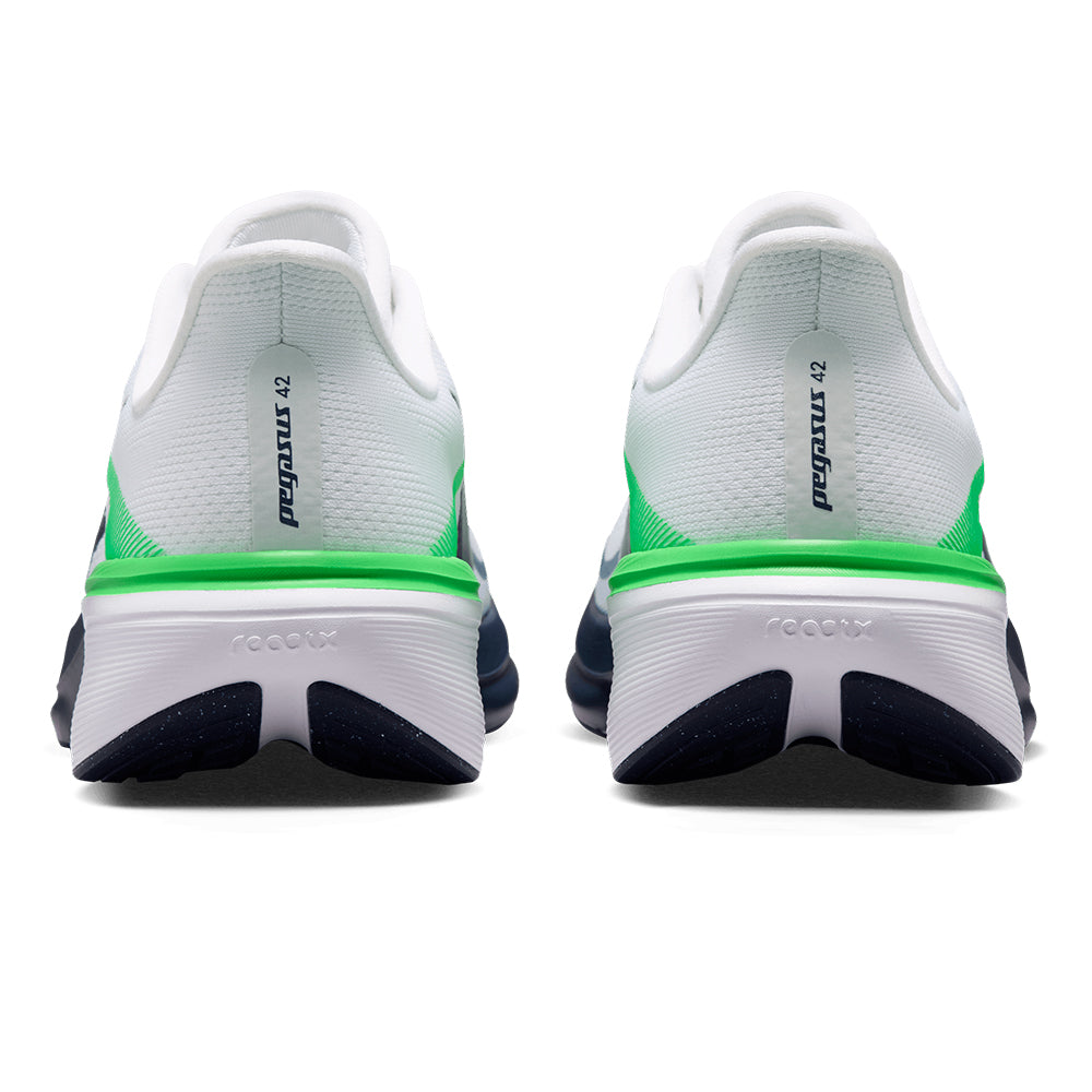 Nike Men's Pegasus 42 - BlackToe Running#colour_white-midnight-navy-green-spark