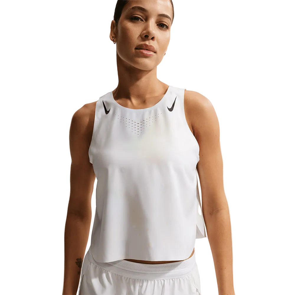 Nike Women's AeroSwift Dri-FIT ADV Cropped Running Tank Top - BlackToe Running#colour_off-white