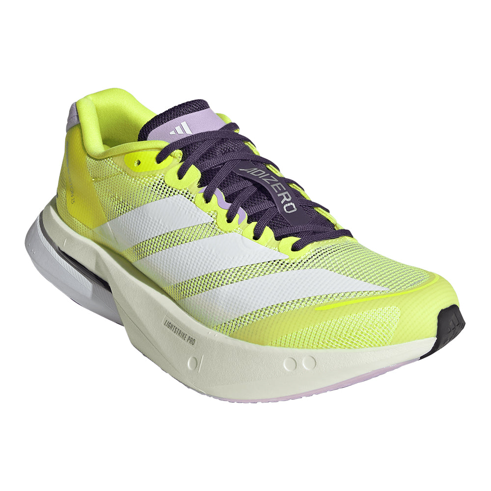 Adidas Women's Adizero Boston 13 - BlackToe Running#colour_solar-yellow-cloud-white-powder-plum