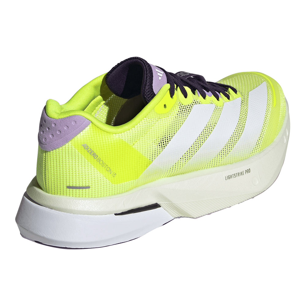 Adidas Women's Adizero Boston 13 - BlackToe Running#colour_solar-yellow-cloud-white-powder-plum