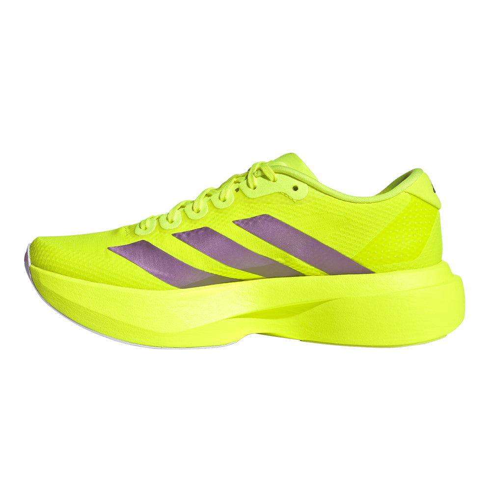 Adidas Women's Adizero Evo SL Woven - BlackToe Running#colour_solar-yellow-aurora-plum-powder-plum