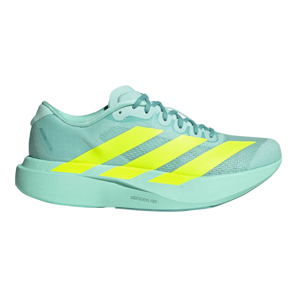 Adidas Women's Adizero Evo SL - BlackToe Running#colour_flash-aqua-lucid-lemon-mint-ton