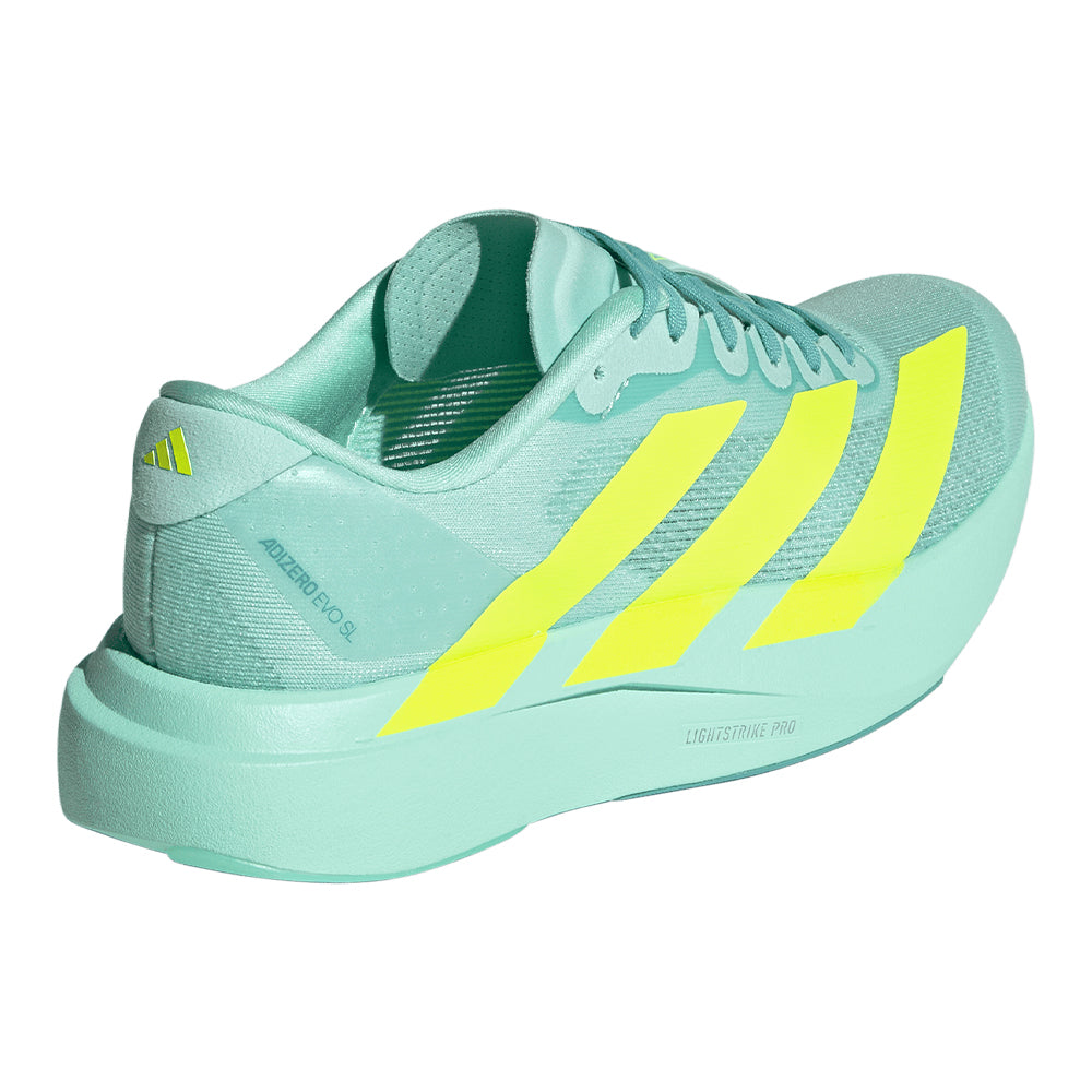 Adidas Women's Adizero Evo SL - BlackToe Running#colour_flash-aqua-lucid-lemon-mint-ton