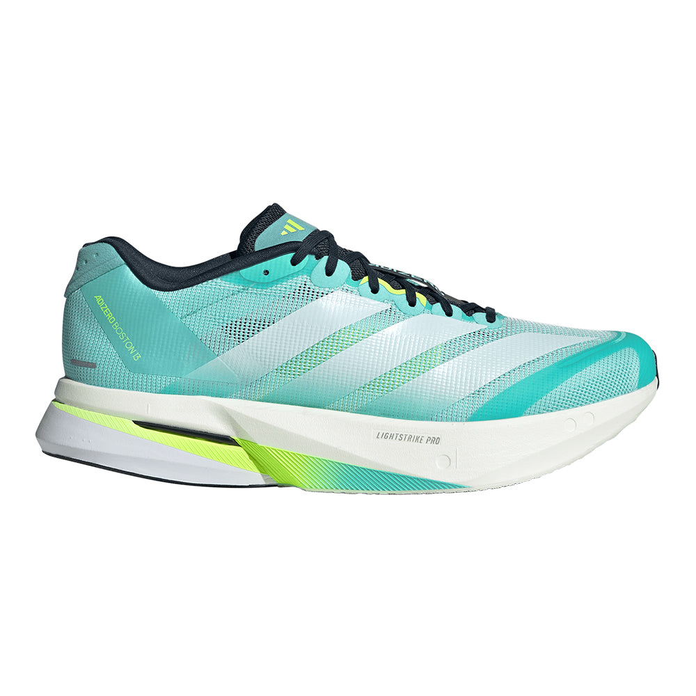 Adidas Men's Adizero Boston 13 - BlackToe Running#colour_flash-aqua-cloud-white-lucid-lemon