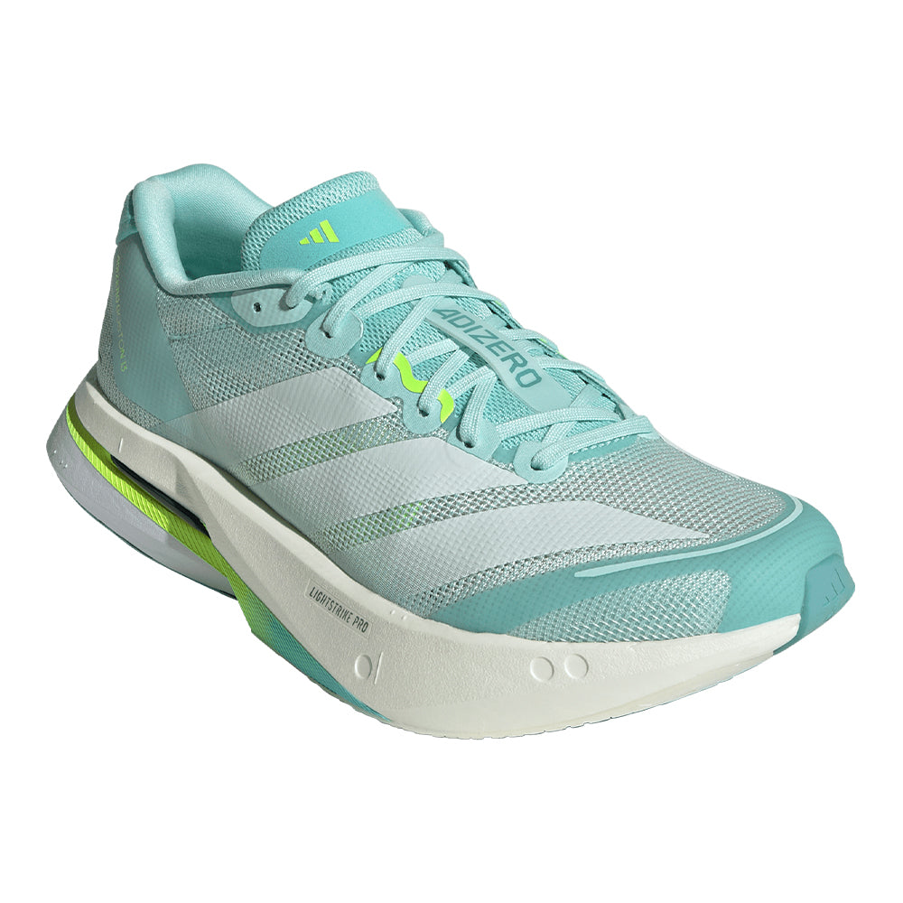 Adidas Women's Adizero Boston 13 - BlackToe Running#colour_semi-flash-aqua-zero-metalic-lucid-lemon