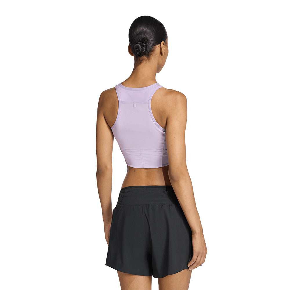 Adidas Women's Adizero Running Gel Pocket Crop Top - BlackToe Running#colour_power-plum