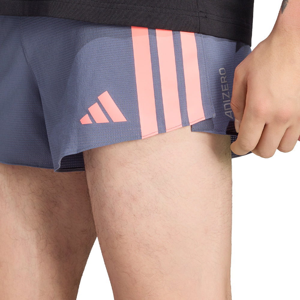 Adidas Men's Adizero Running Gel Pocket Shorts 3" - BlackToe Running#colour_onix-solar-turbo