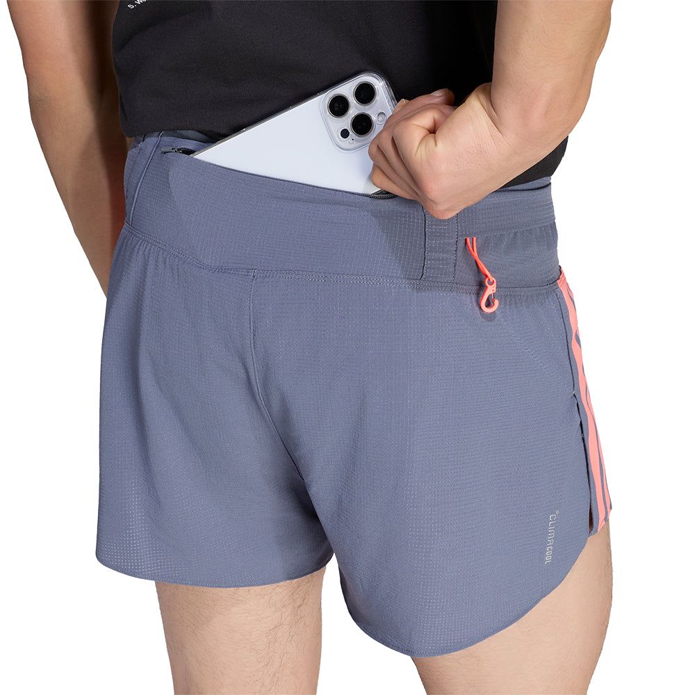 Adidas Men's Adizero Running Gel Pocket Shorts 3" - BlackToe Running#colour_onix-solar-turbo
