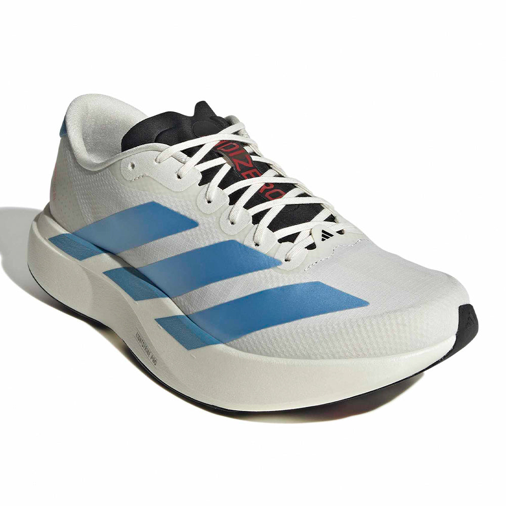 Adidas Men's Adizero Evo SL Woven - BlackToe Running#colour_off-white-light-blue-bright-red