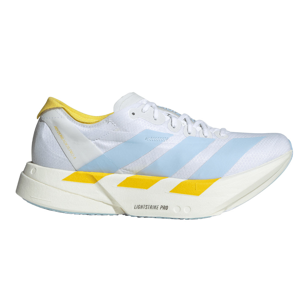 Adidas Women's Adizero Adios Pro 4 - BlackToe Running#colour_white-blue-yellow