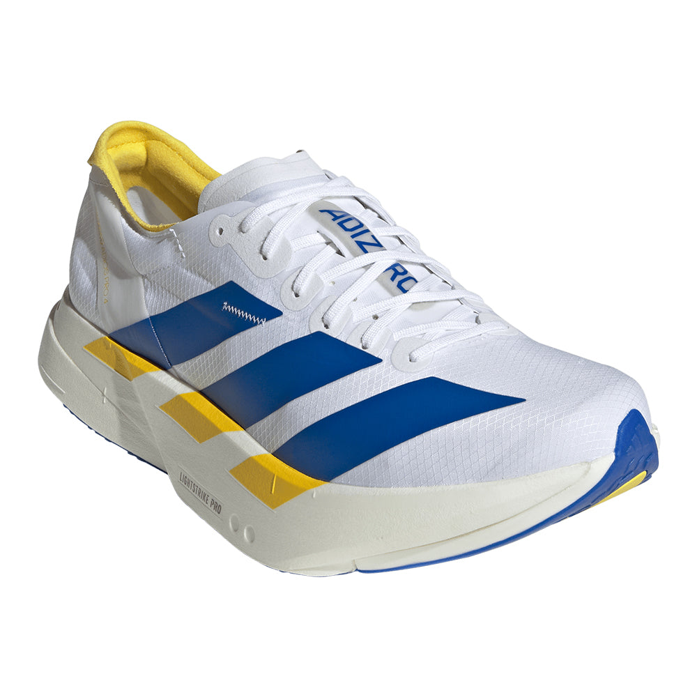 Adidas Men's Adizero Adios Pro 4 - BlackToe Running#colour_white-blue-yellow