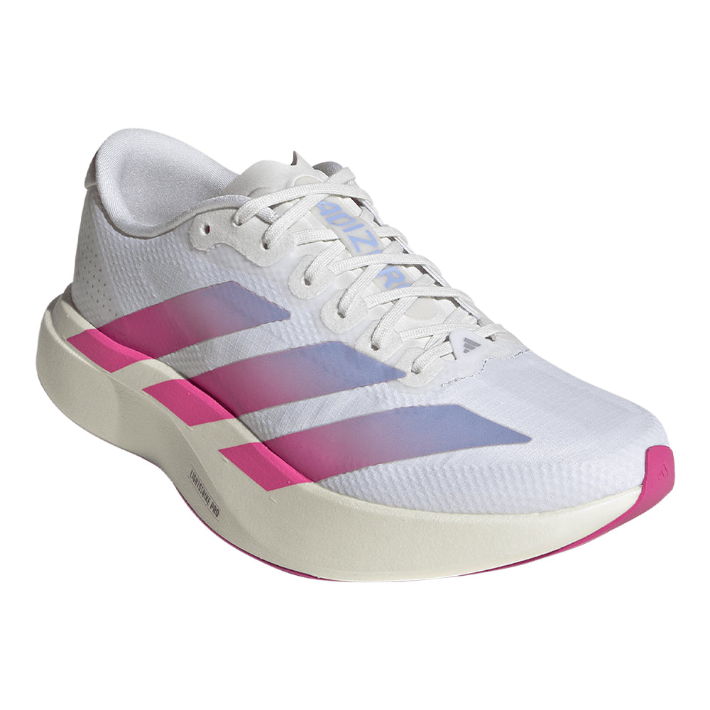 Adidas Women's Adizero Evo SL Woven - BlackToe Running#colour_white-lucid-fuchsia-violet-tone