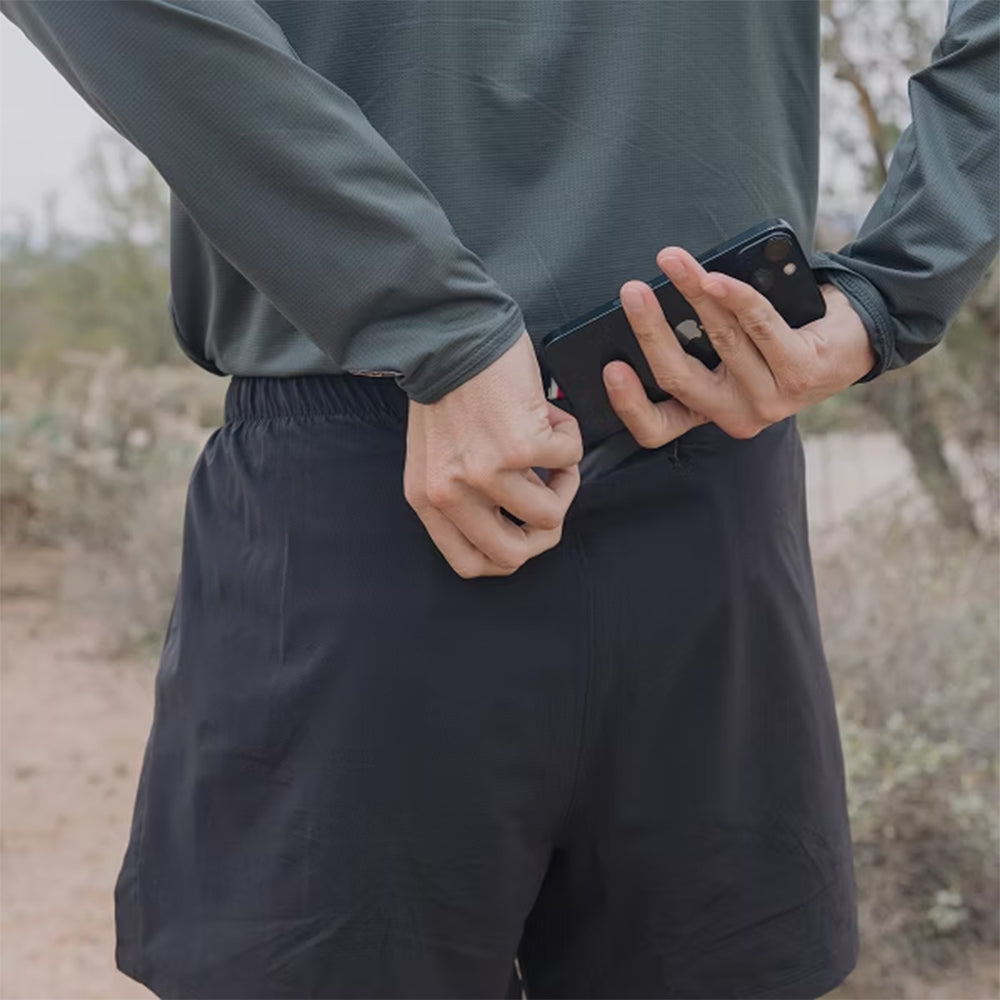 Tracksmith Men's Twilight Woven Shorts - BlackToe Running#colour_black