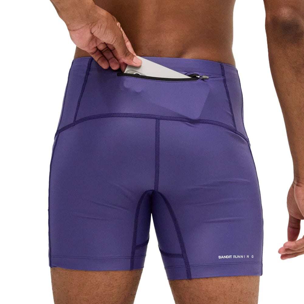 Bandit Running Men's Superbeam Next Gen 7 Pocket Quarter Tights - BlackToe Running#colour_purple-dusk