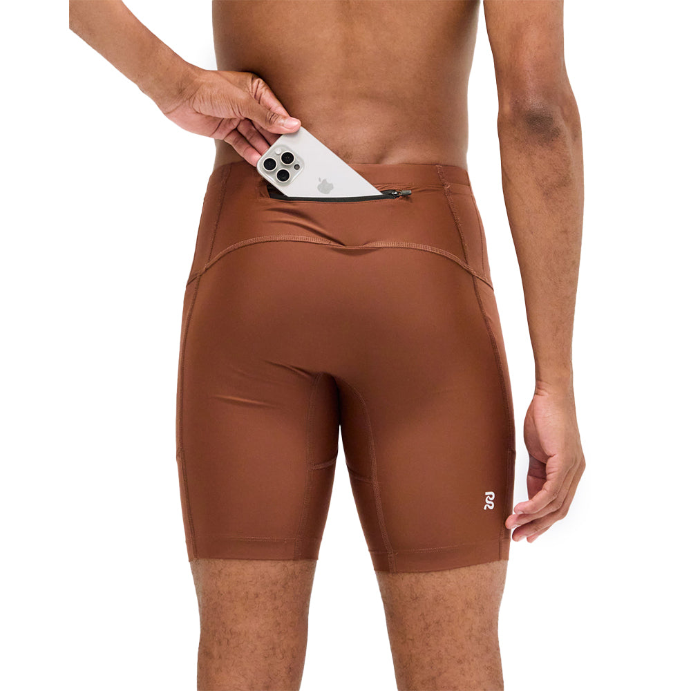 Bandit Running Men's Superbeam™ Next Gen 7 Pocket Half Tights - BlackToe Running#colour_coffee-bean