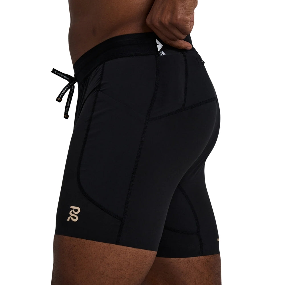 Bandit Running Men's SoLite 5 Pocket Quarter Tights - BlackToe Running#colour_black
