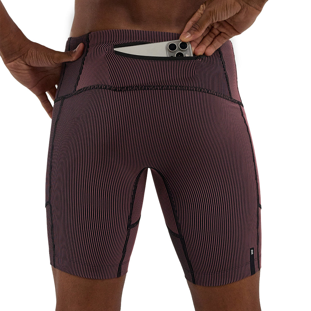 Bandit Running Men's Striped Cadence 7 Pocket Half Tights - BlackToe Running