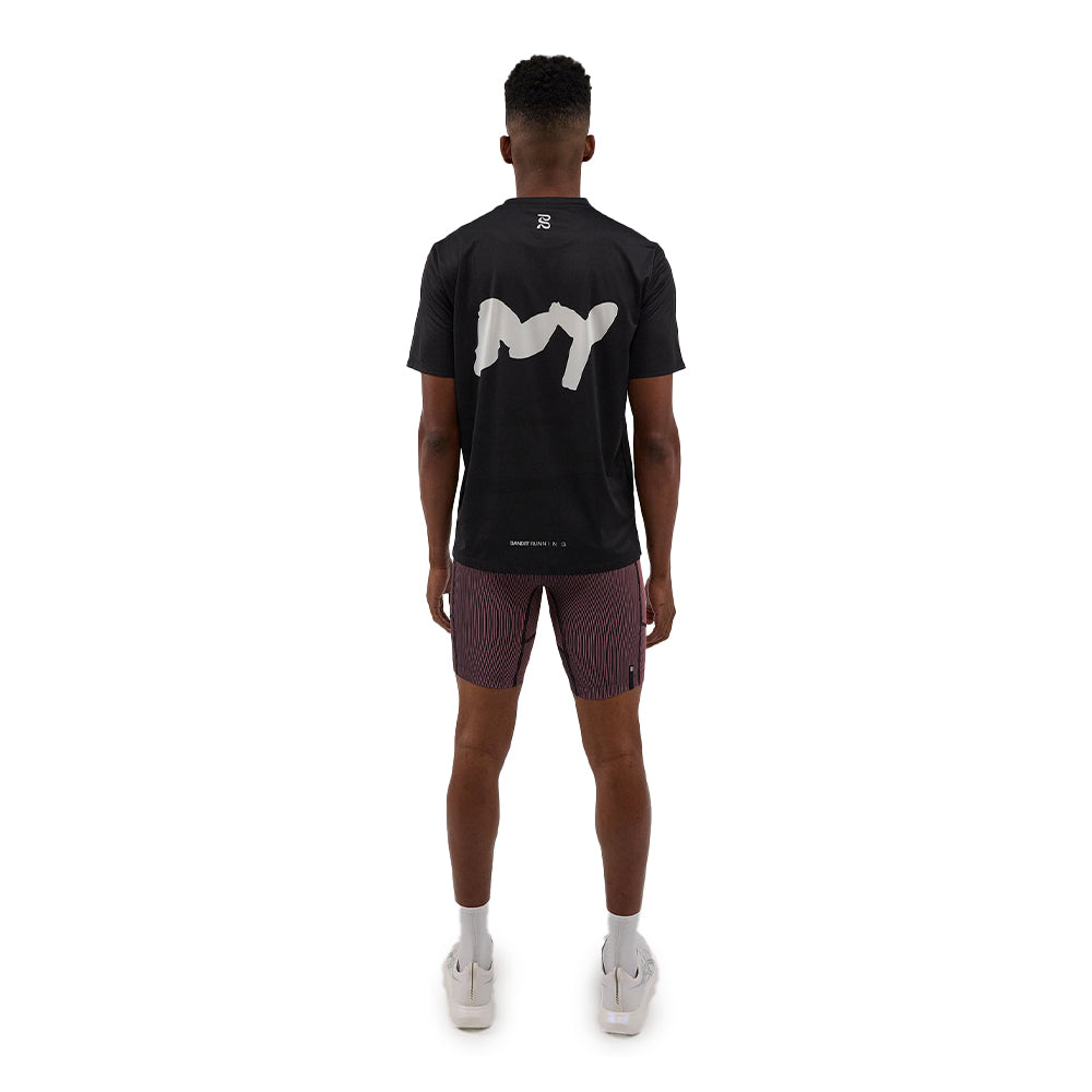 Bandit Running Men's Striped Cadence 7 Pocket Half Tights - BlackToe Running#colour_black-mauve