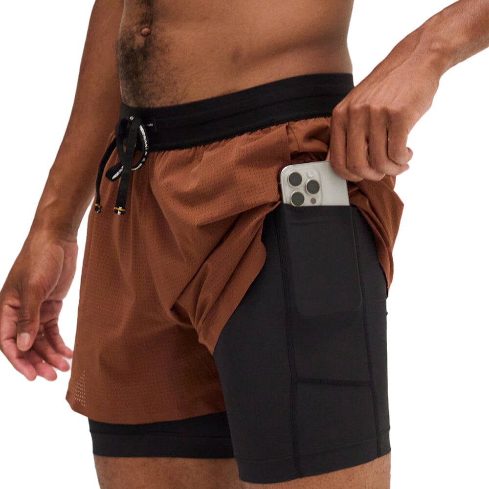 Bandit Running Men's Vento™ 4" 2-in-1 Short - BlackToe Running#colour_coffee-bean