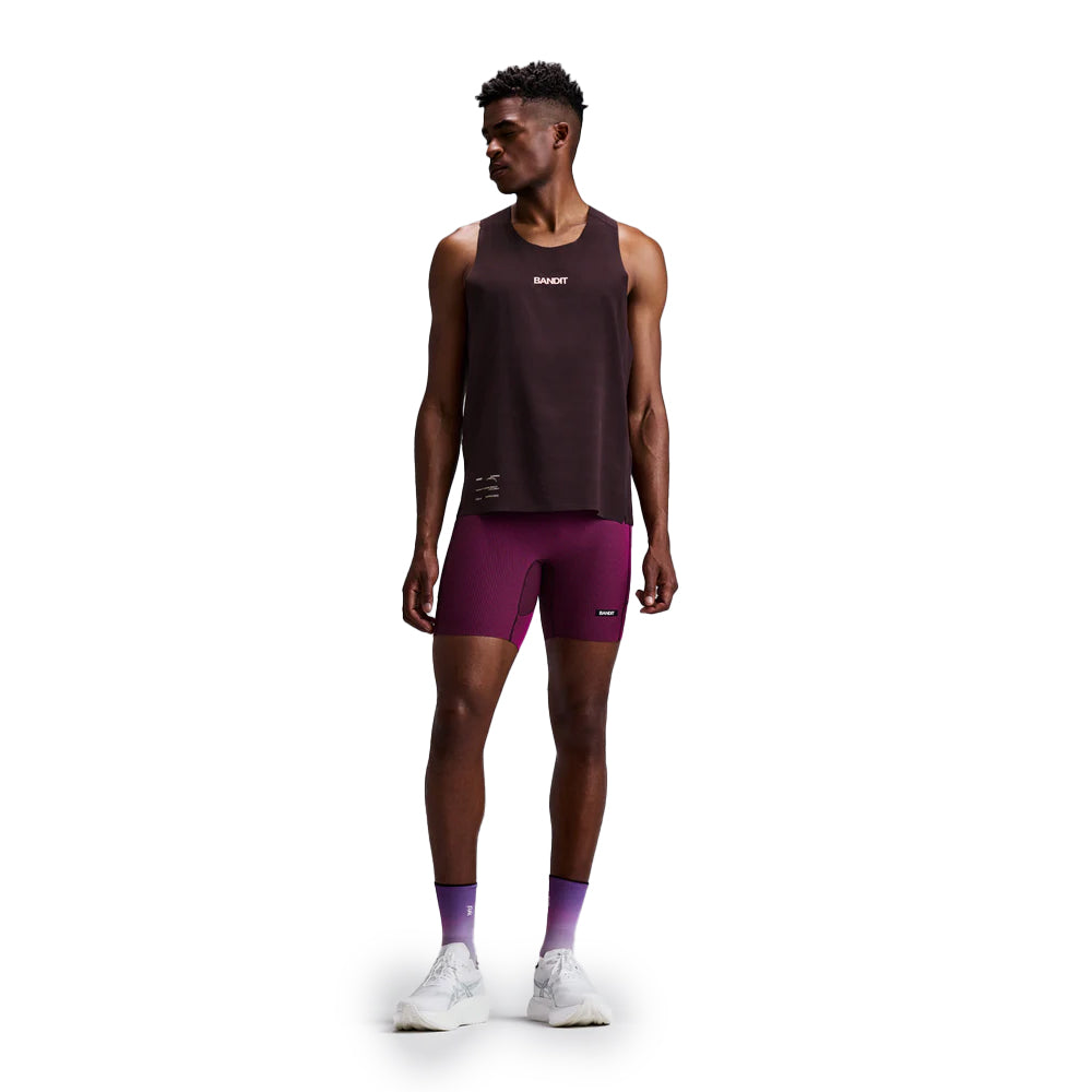 Bandit Running Striped Cadence 7 Pocket Quarter Tights - BlackToe Running