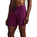 Bandit Running Striped Cadence 7 Pocket Quarter Tights - BlackToe Running#colour_espresso-azalea