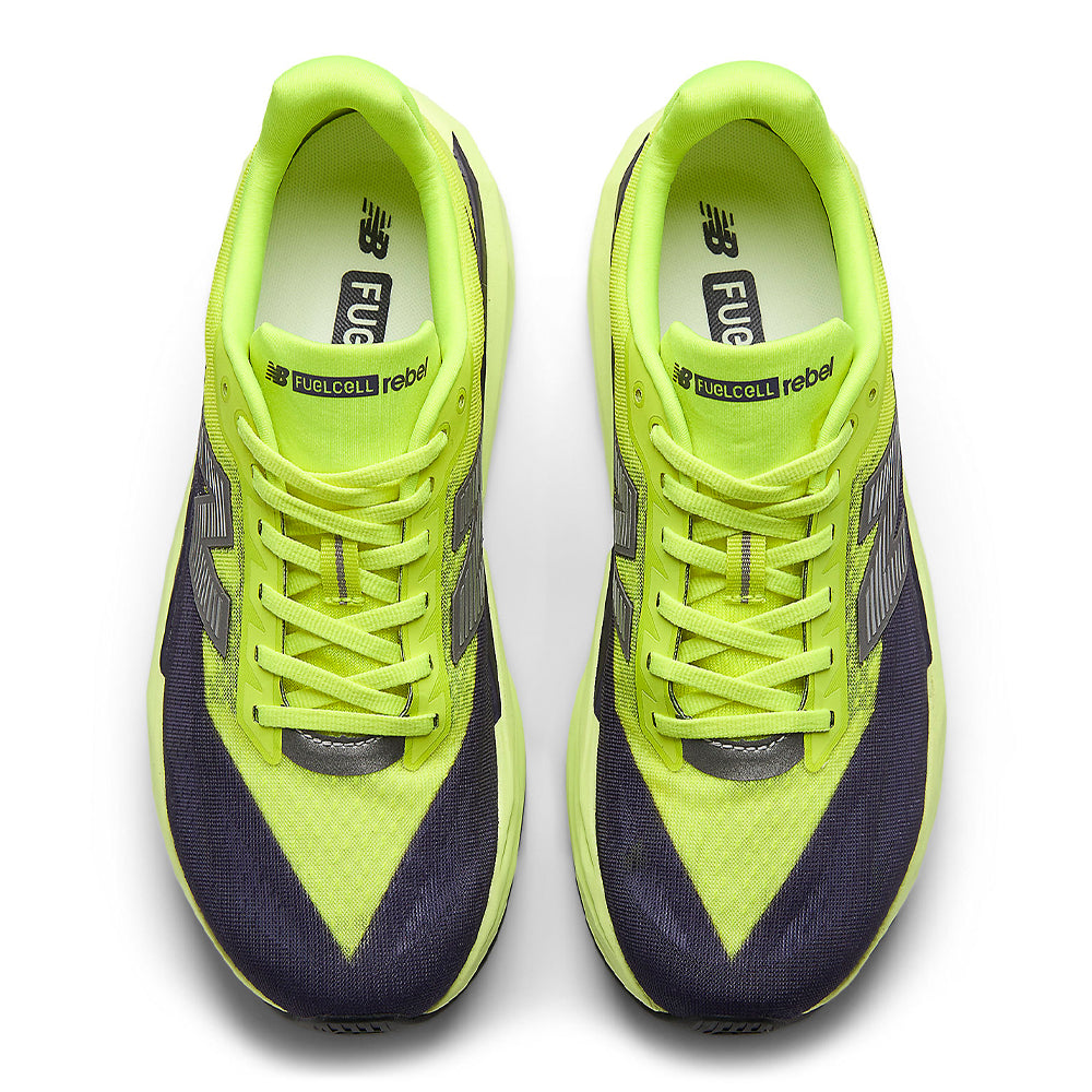 New Balance Men's FuelCell Rebel v5 - Black Toe Running#colour_alkaline-green-boysenberry