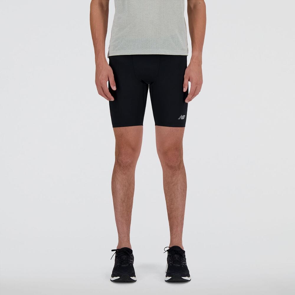 New Balance Men's Sleek Pocket Half Tight 9" Men's Shorts - BlackToe Running#colour_black