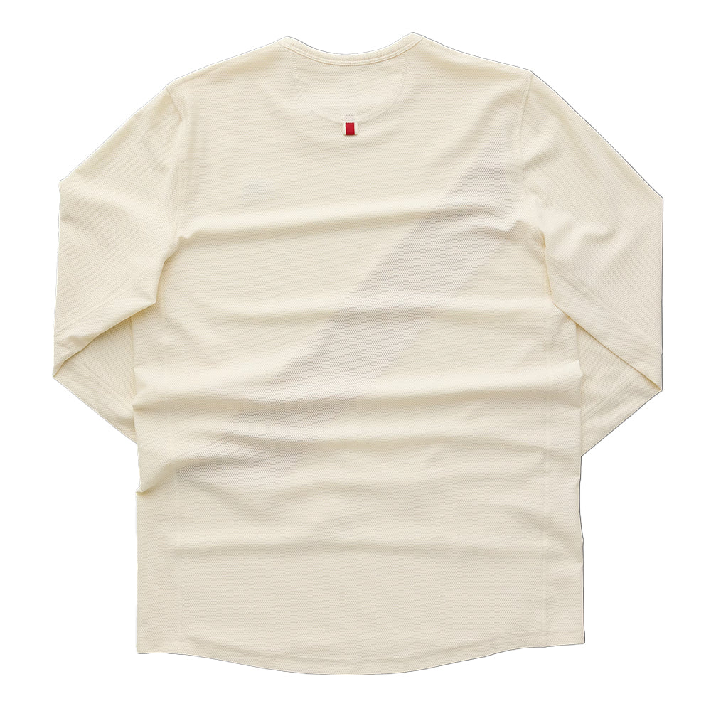 Tracksmith Men's Van Cortlandt Long Sleeve Men's Tops - BlackToe Running#colour_ivory-narcissus