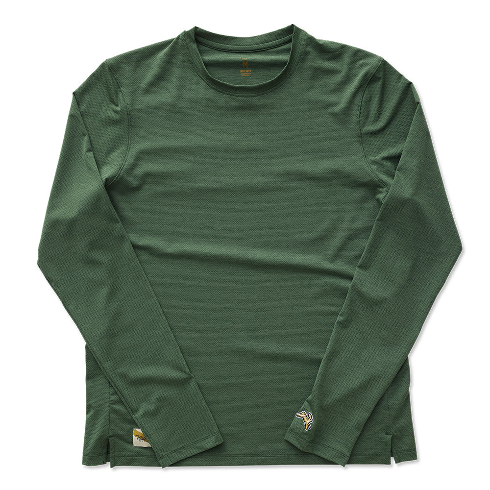 Tracksmith Men's Session Long Sleeve - BlackToe Running#colour_emerald
