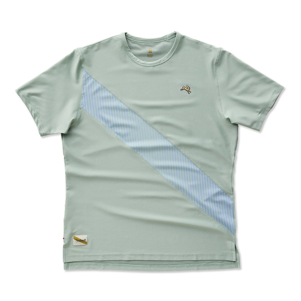 Tracksmith Men's Van Cortlandt Tee Men's Tops - BlackToe Running#colour_jadeite-dusty-blue-print